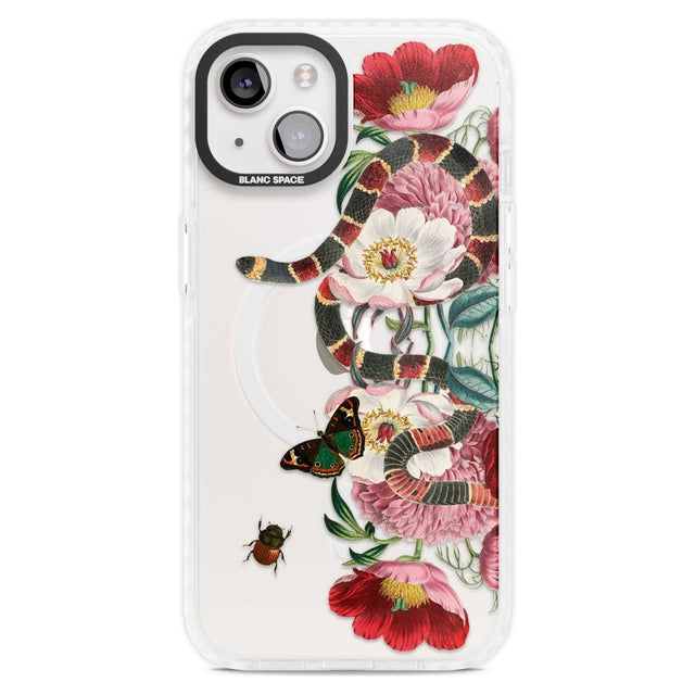 Floral Snake Phone Case iPhone 15 Plus / Magsafe Impact Case,iPhone 15 / Magsafe Impact Case Blanc Space