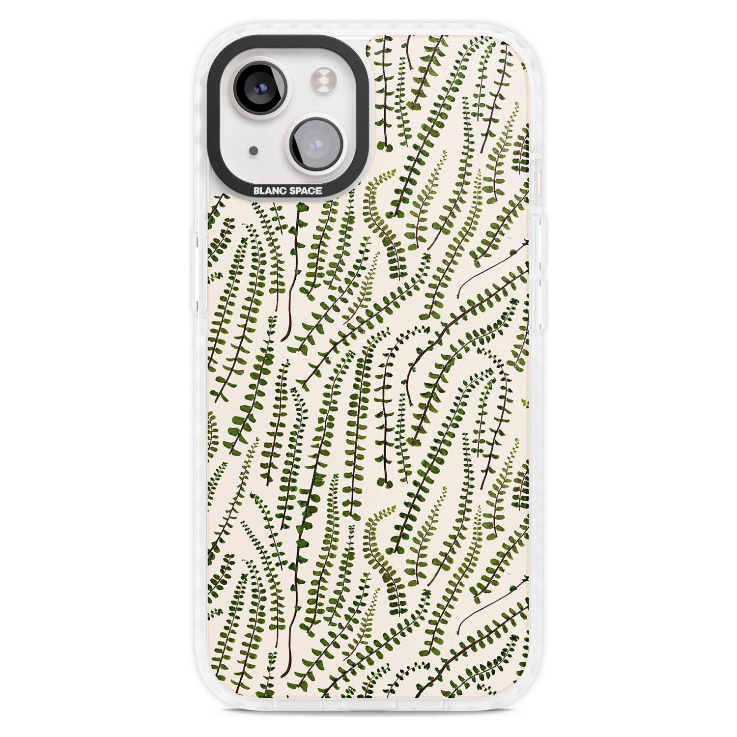 Fern Leaf Pattern Design - Cream Phone Case iPhone 15 Plus / Magsafe Impact Case,iPhone 15 / Magsafe Impact Case Blanc Space