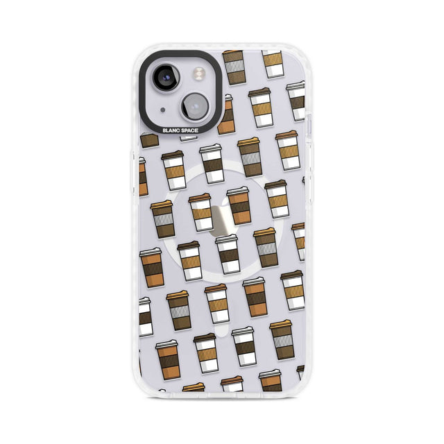 Coffee Cup Pattern Phone Case iPhone 15 Plus / Magsafe Impact Case,iPhone 15 / Magsafe Impact Case Blanc Space