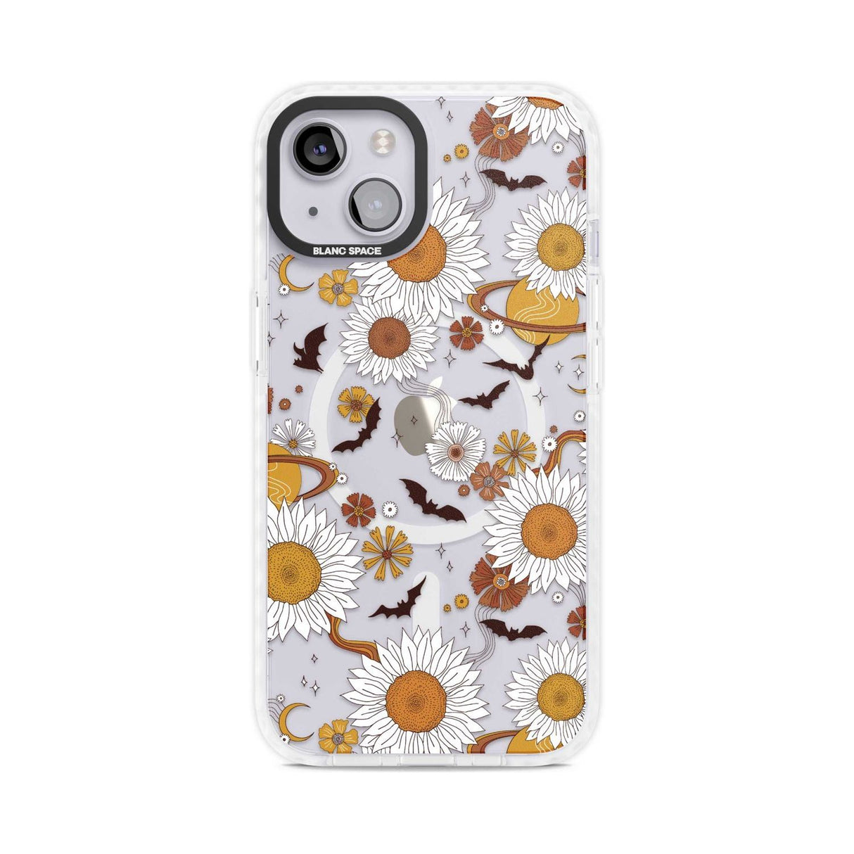 Halloween Bats and Planets Phone Case iPhone 15 Plus / Magsafe Impact Case,iPhone 15 / Magsafe Impact Case Blanc Space