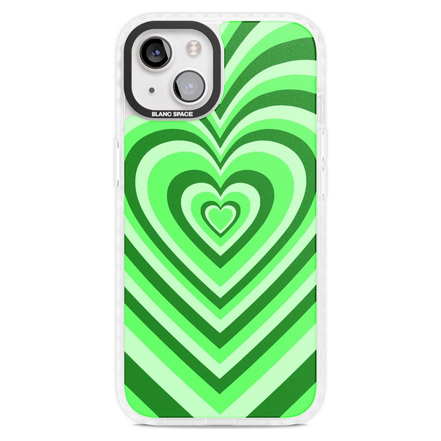 Green Heart Illusion Phone Case iPhone 15 Plus / Magsafe Impact Case,iPhone 15 / Magsafe Impact Case Blanc Space