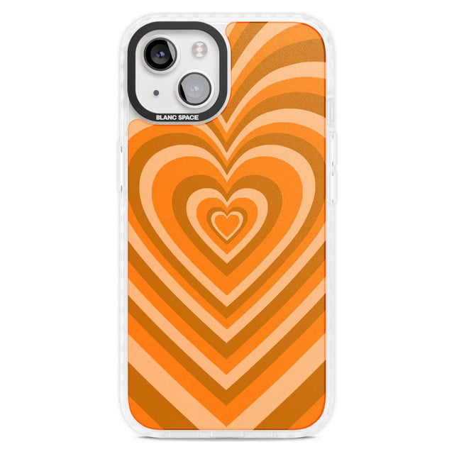 Orange Heart Illusion Phone Case iPhone 15 Plus / Magsafe Impact Case,iPhone 15 / Magsafe Impact Case Blanc Space