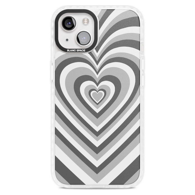 Monochrome Heart Illusion Phone Case iPhone 15 Plus / Magsafe Impact Case,iPhone 15 / Magsafe Impact Case Blanc Space