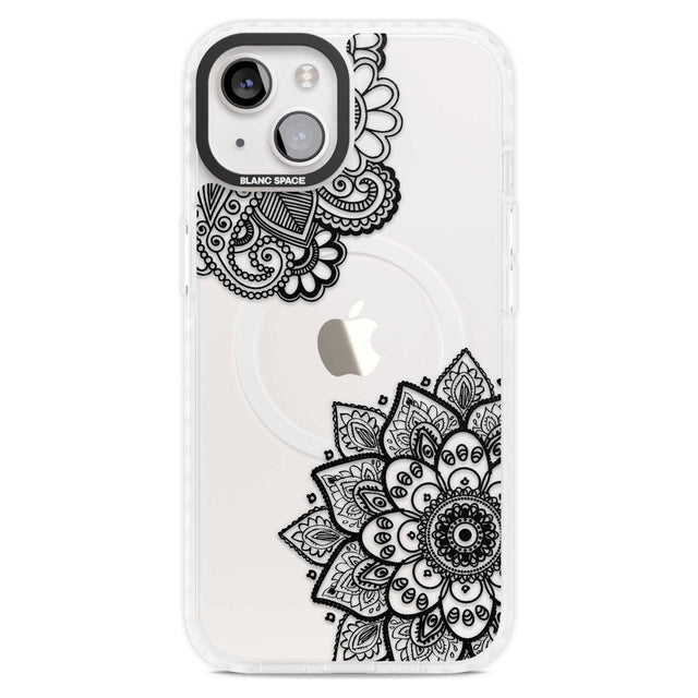 Black Henna Florals Phone Case iPhone 15 Plus / Magsafe Impact Case,iPhone 15 / Magsafe Impact Case Blanc Space