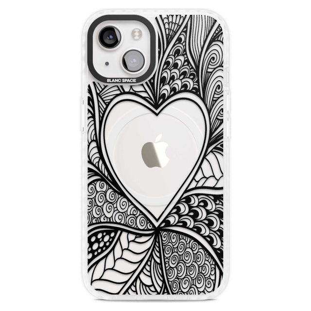 Black Henna Heart Phone Case iPhone 15 Plus / Magsafe Impact Case,iPhone 15 / Magsafe Impact Case Blanc Space