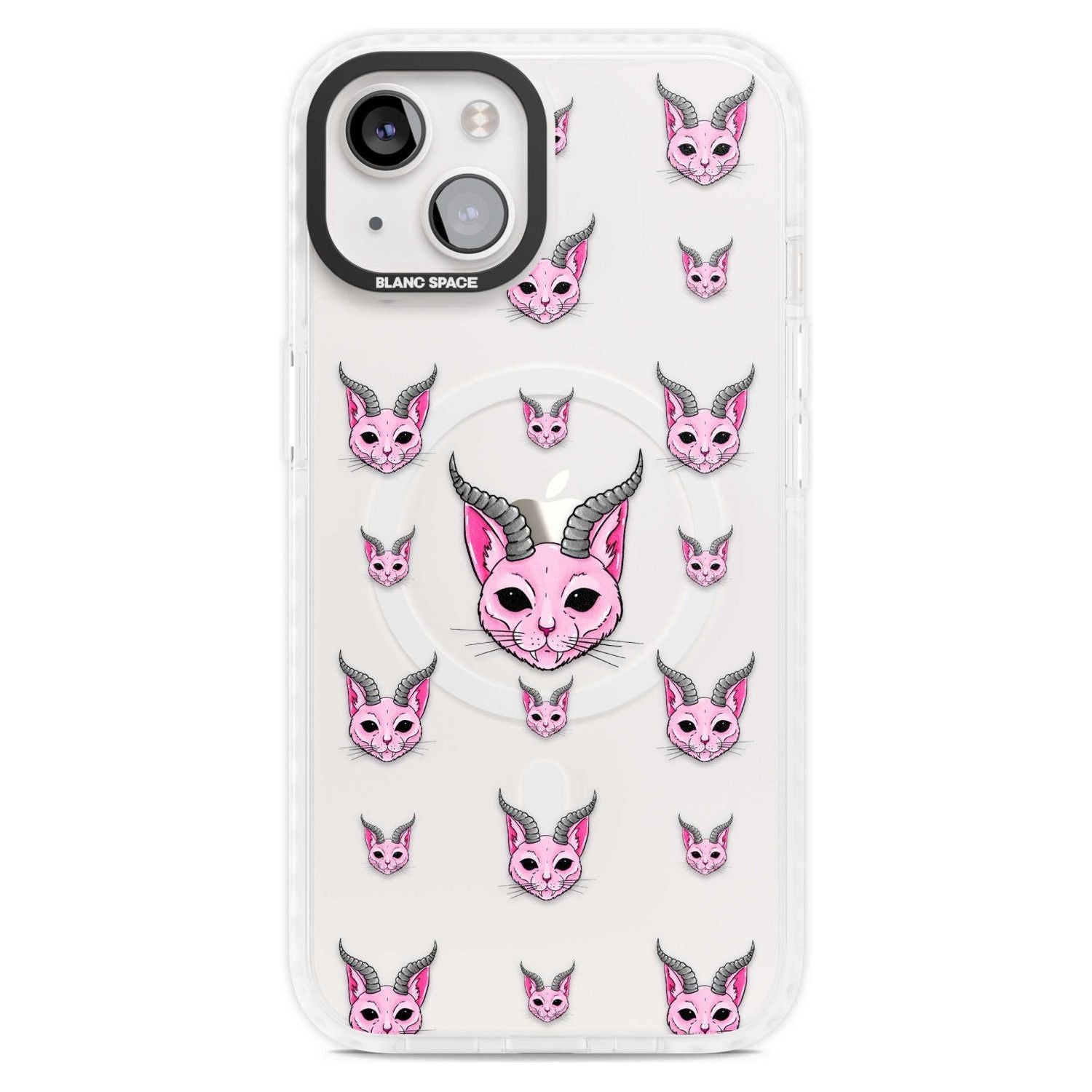 Demon Cat Pattern Phone Case iPhone 15 Plus / Magsafe Impact Case,iPhone 15 / Magsafe Impact Case Blanc Space