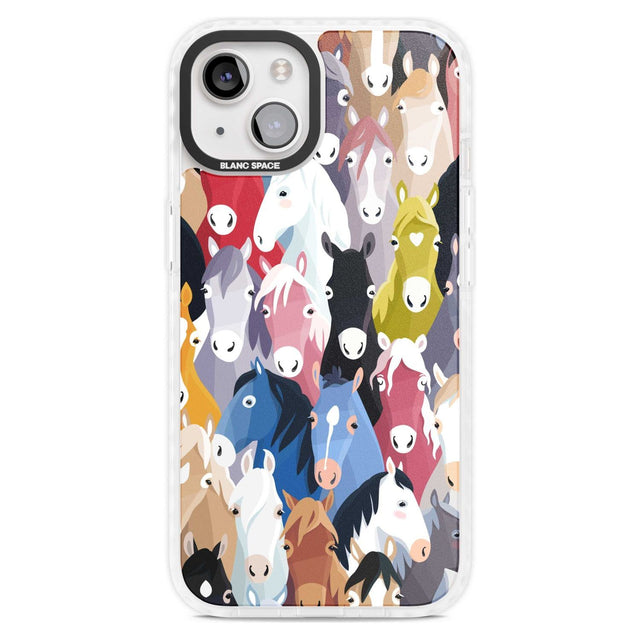 Colourful Horse Pattern Phone Case iPhone 15 Plus / Magsafe Impact Case,iPhone 15 / Magsafe Impact Case Blanc Space