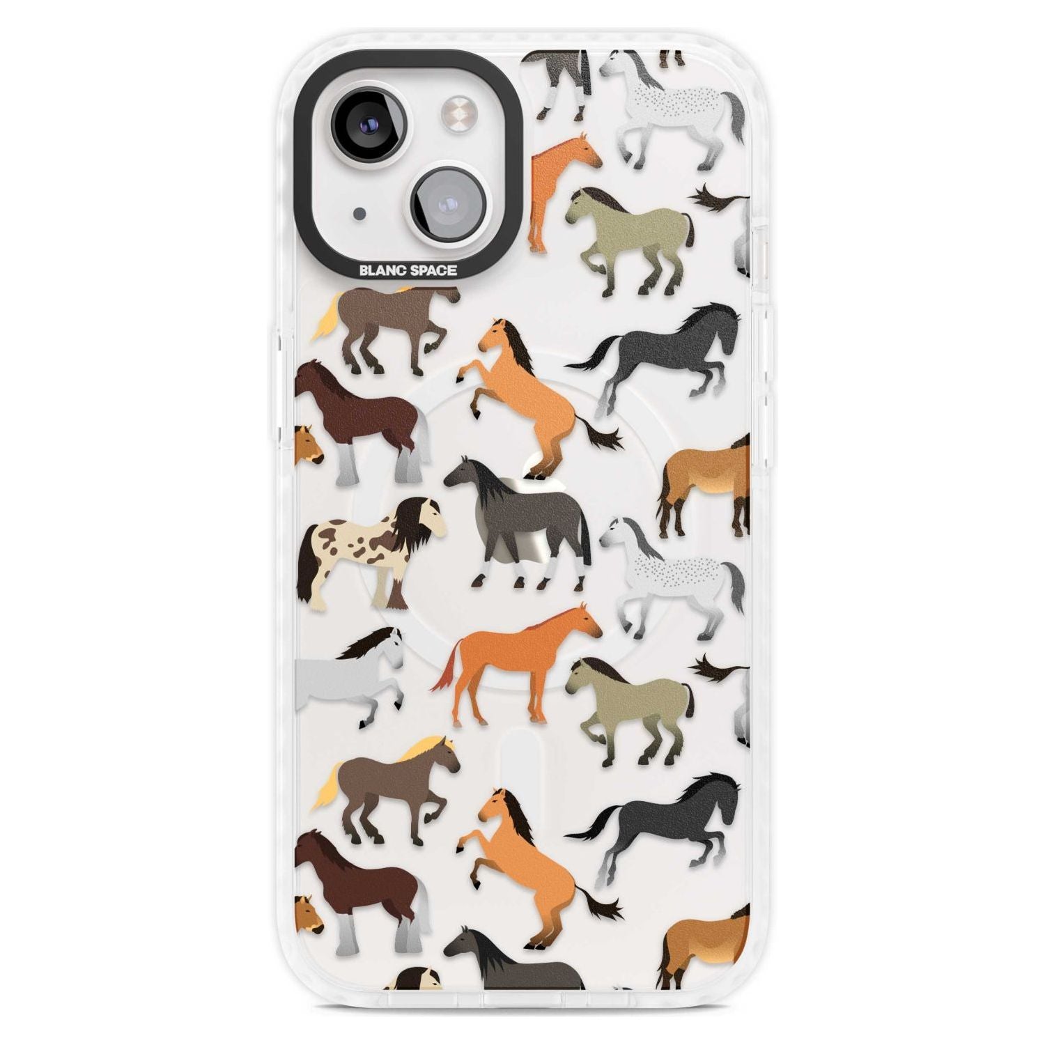Horse Pattern Phone Case iPhone 15 Plus / Magsafe Impact Case,iPhone 15 / Magsafe Impact Case Blanc Space