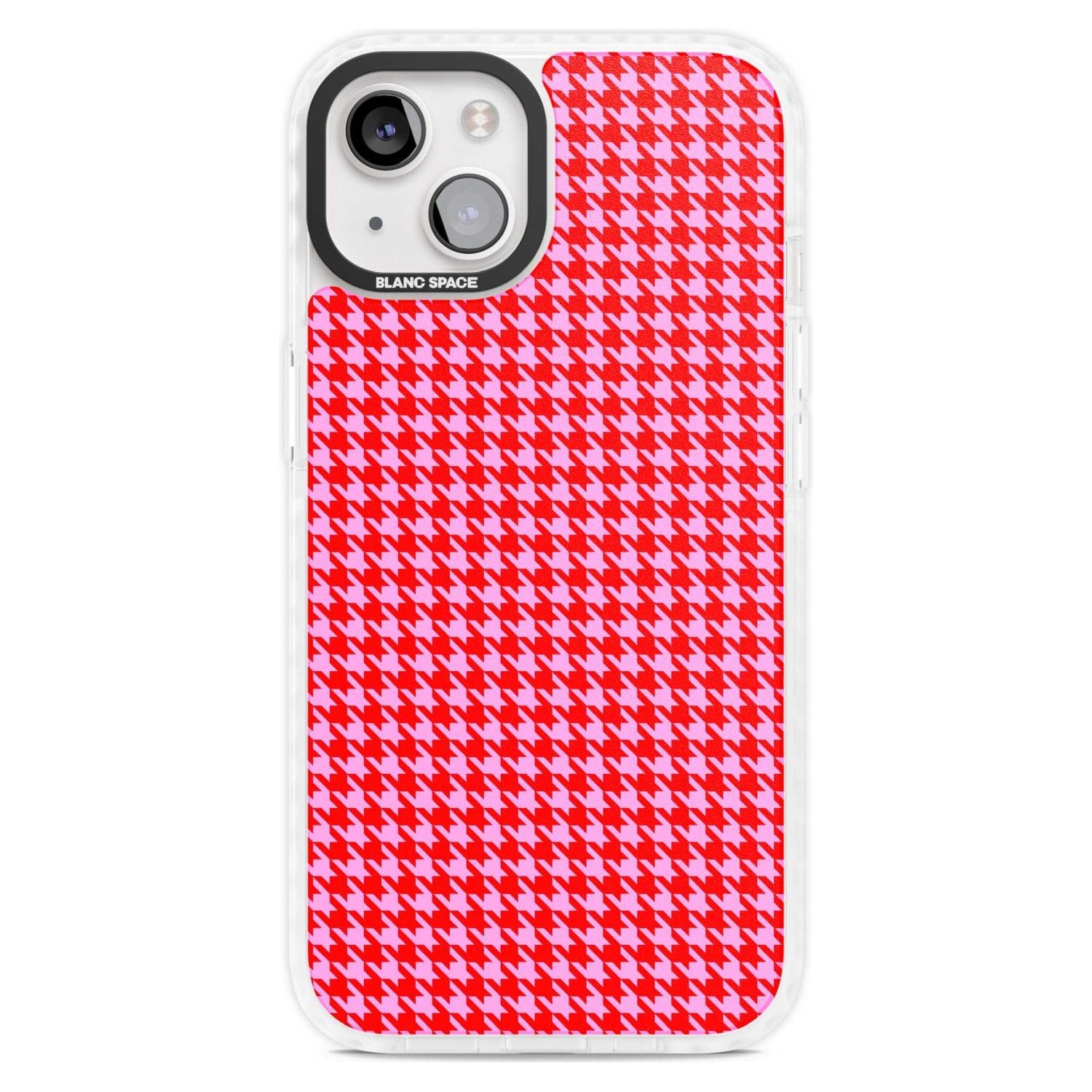 Neon Pink & Red Houndstooth Pattern Phone Case iPhone 15 Plus / Magsafe Impact Case,iPhone 15 / Magsafe Impact Case Blanc Space