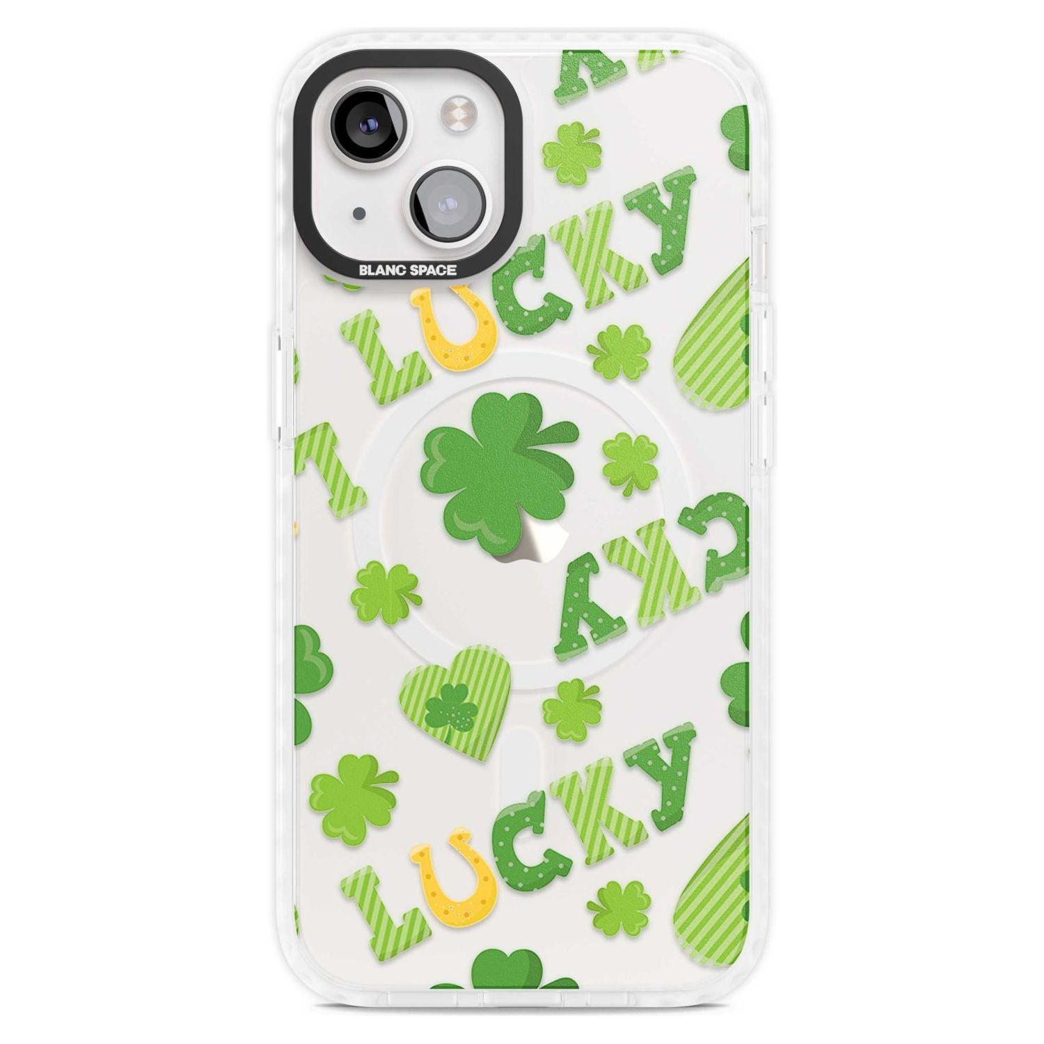 Lucky Irish Clover Phone Case iPhone 15 Plus / Magsafe Impact Case,iPhone 15 / Magsafe Impact Case Blanc Space
