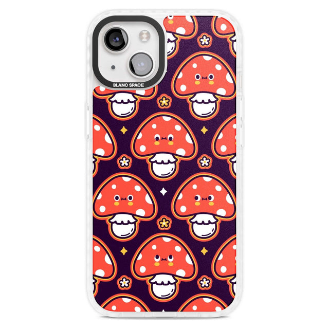 Mushroom Kawaii Pattern Phone Case iPhone 15 Plus / Magsafe Impact Case,iPhone 15 / Magsafe Impact Case Blanc Space