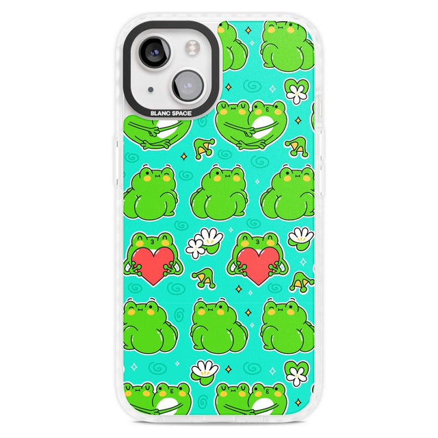Frog Booty Kawaii Pattern Phone Case iPhone 15 Plus / Magsafe Impact Case,iPhone 15 / Magsafe Impact Case Blanc Space