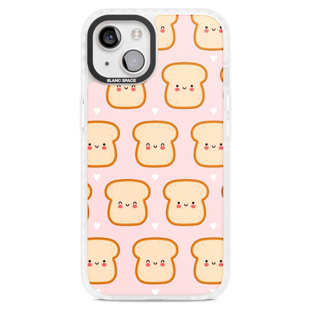 Bread Faces Kawaii Pattern Phone Case iPhone 15 Plus / Magsafe Impact Case,iPhone 15 / Magsafe Impact Case Blanc Space