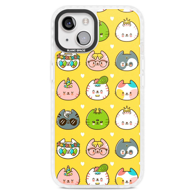 Mythical Cats Kawaii Pattern Phone Case iPhone 15 Plus / Magsafe Impact Case,iPhone 15 / Magsafe Impact Case Blanc Space