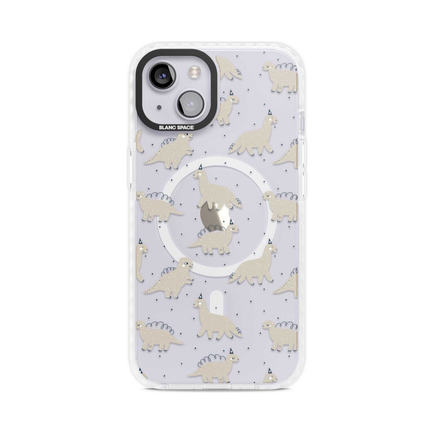 Adorable Dinosaurs Pattern (Clear) Phone Case iPhone 15 Plus / Magsafe Impact Case,iPhone 15 / Magsafe Impact Case Blanc Space