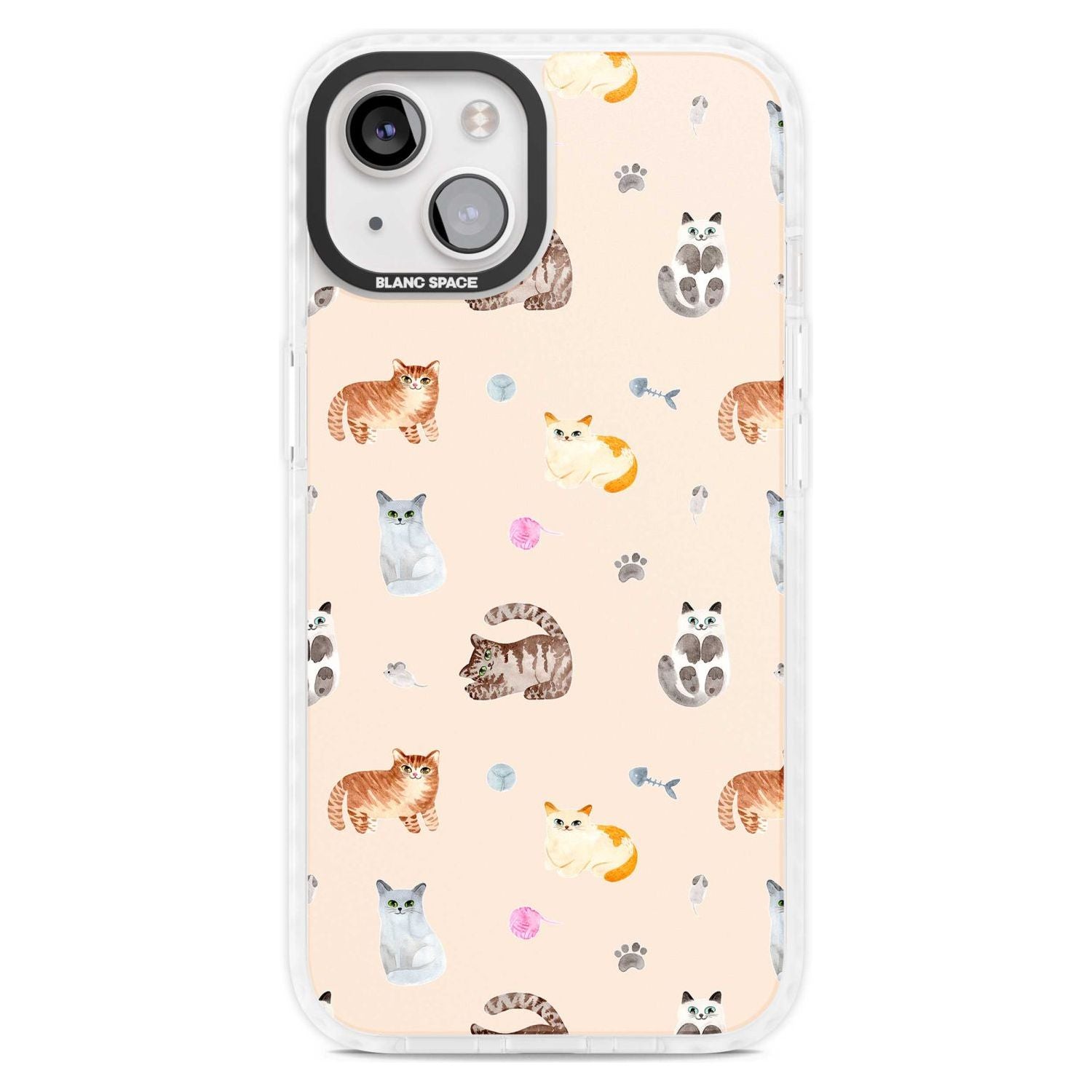Cats with Toys Phone Case iPhone 15 Plus / Magsafe Impact Case,iPhone 15 / Magsafe Impact Case Blanc Space