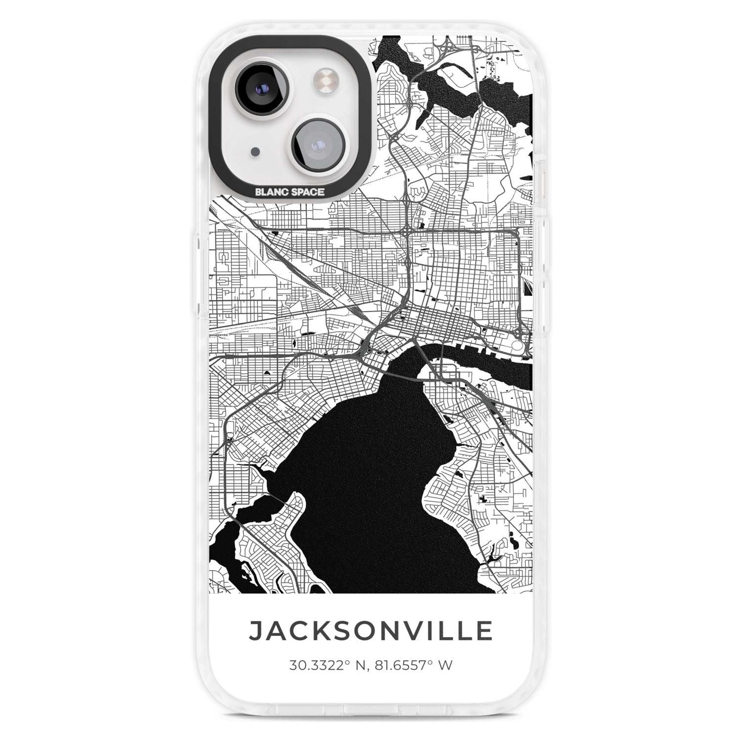 Map of Jacksonville, Florida Phone Case iPhone 15 Plus / Magsafe Impact Case,iPhone 15 / Magsafe Impact Case Blanc Space
