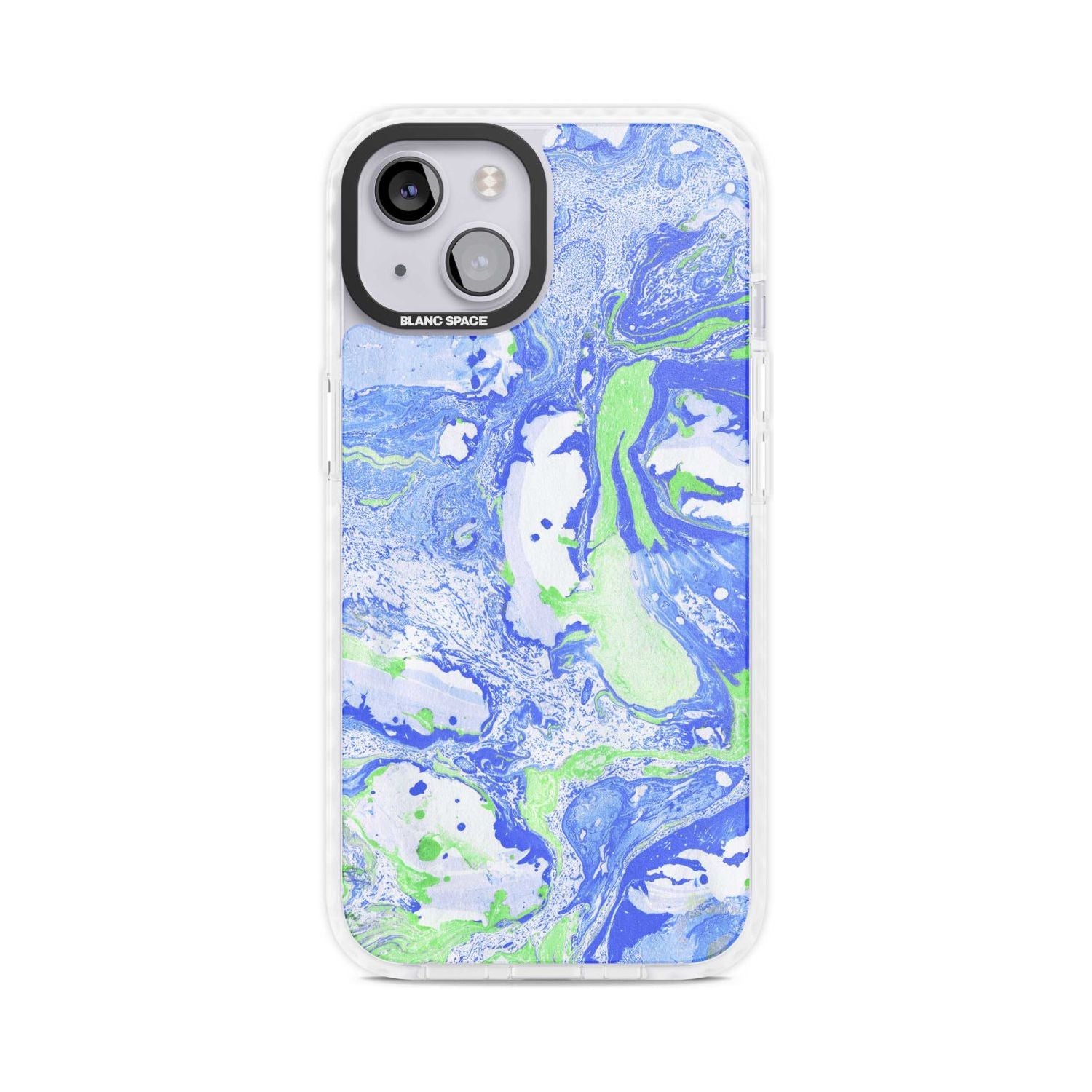Dark Blue & Green Marbled Paper Pattern Phone Case iPhone 15 Plus / Magsafe Impact Case,iPhone 15 / Magsafe Impact Case Blanc Space