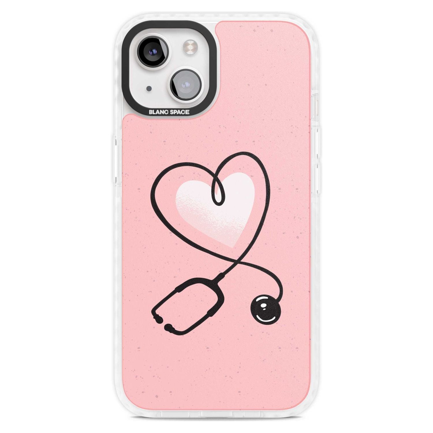 Medical Inspired Design Stethoscope Heart Phone Case iPhone 15 Plus / Magsafe Impact Case,iPhone 15 / Magsafe Impact Case Blanc Space