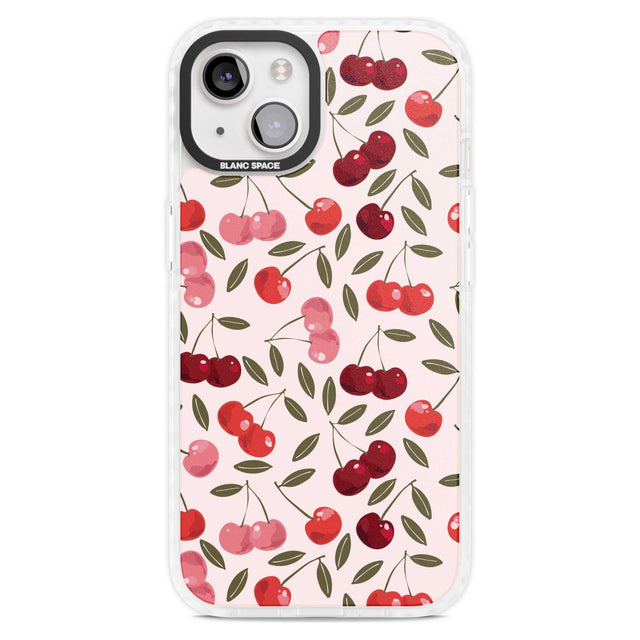 Fruity & Fun Patterns Cherries Phone Case iPhone 15 Plus / Magsafe Impact Case,iPhone 15 / Magsafe Impact Case Blanc Space