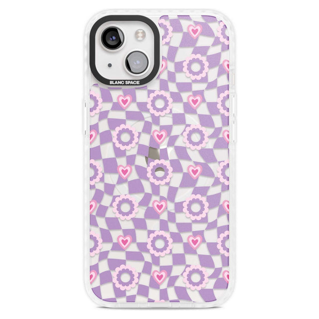 Checkered Love Pattern Phone Case iPhone 15 Plus / Magsafe Impact Case,iPhone 15 / Magsafe Impact Case Blanc Space
