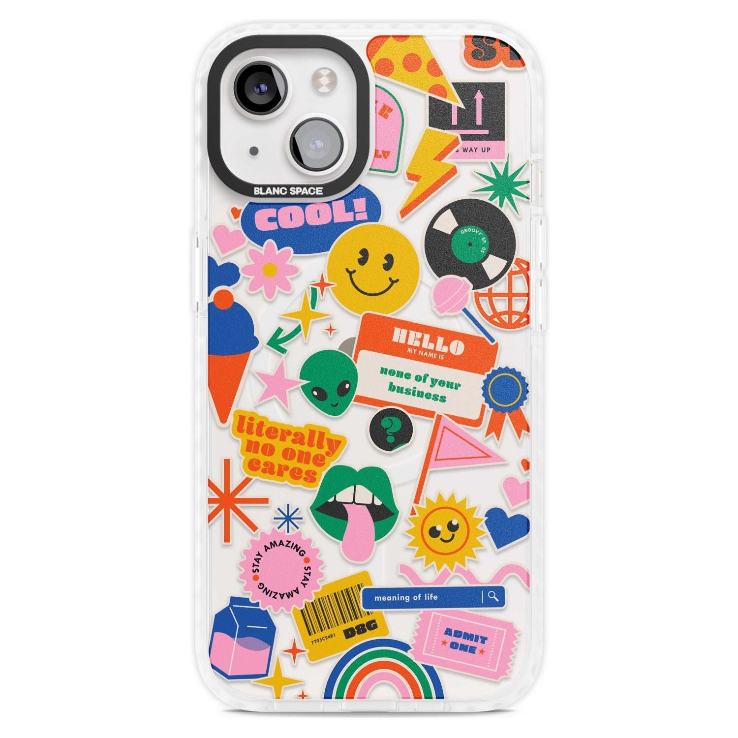Nostalgic Stickers #1 Phone Case iPhone 15 Plus / Magsafe Impact Case,iPhone 15 / Magsafe Impact Case Blanc Space