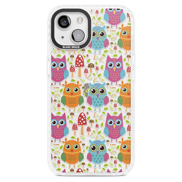 Forrest Owl Clear Pattern Phone Case iPhone 15 Plus / Magsafe Impact Case,iPhone 15 / Magsafe Impact Case Blanc Space
