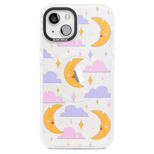 Moons & Clouds Phone Case iPhone 15 Plus / Magsafe Impact Case,iPhone 15 / Magsafe Impact Case Blanc Space