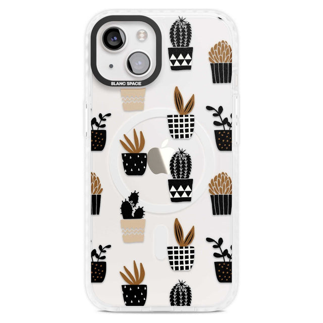 Large Mixed Plants Pattern - Clear Phone Case iPhone 15 Plus / Magsafe Impact Case,iPhone 15 / Magsafe Impact Case Blanc Space