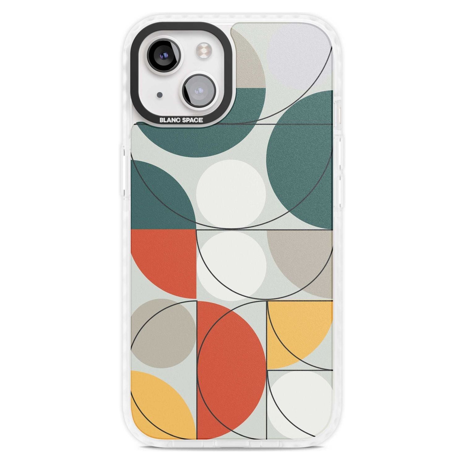 Abstract Half Circles Phone Case iPhone 15 Plus / Magsafe Impact Case,iPhone 15 / Magsafe Impact Case Blanc Space