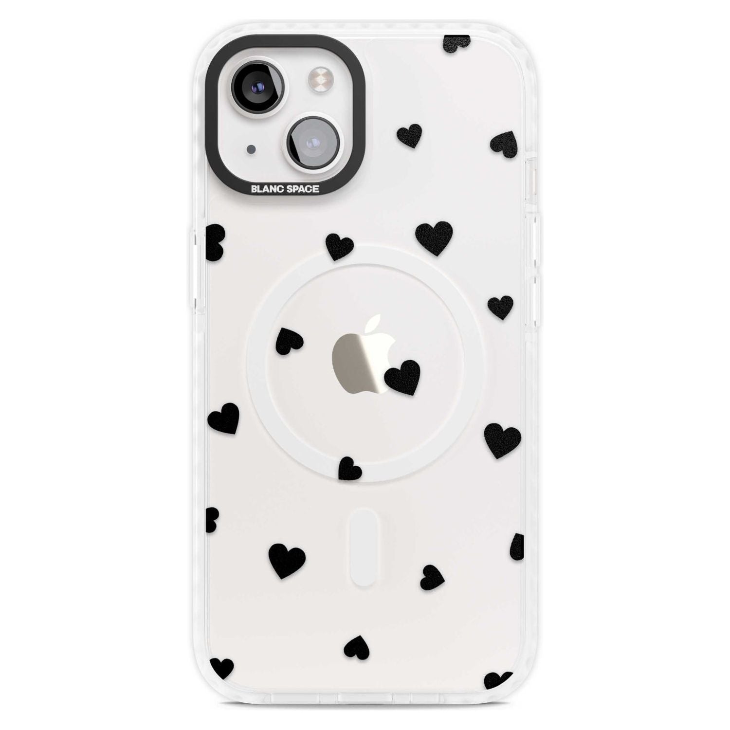 Black Hearts Pattern Phone Case iPhone 15 Plus / Magsafe Impact Case,iPhone 15 / Magsafe Impact Case Blanc Space