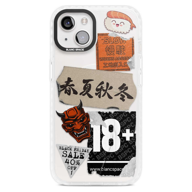 Asian Sticker Mix Phone Case iPhone 15 Plus / Magsafe Impact Case,iPhone 15 / Magsafe Impact Case Blanc Space