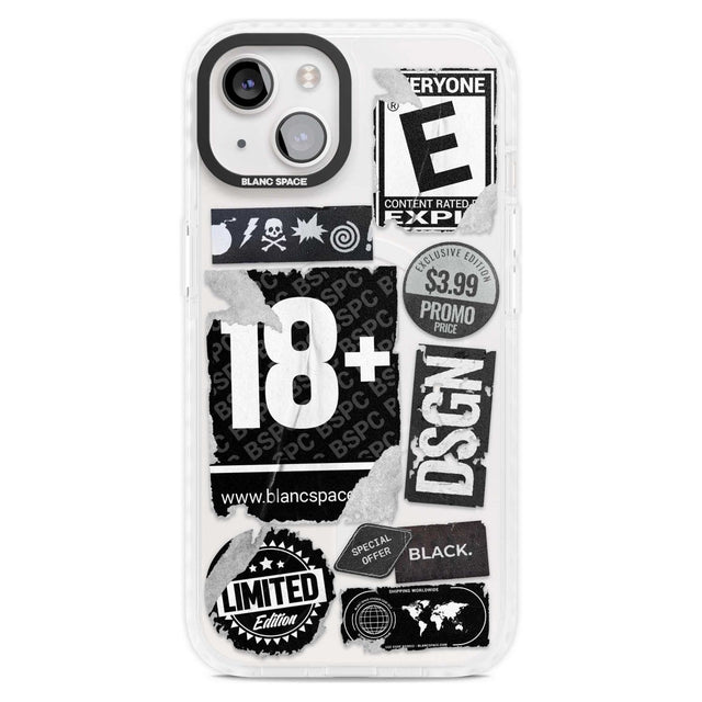 Black Sticker Mix Phone Case iPhone 15 Plus / Magsafe Impact Case,iPhone 15 / Magsafe Impact Case Blanc Space