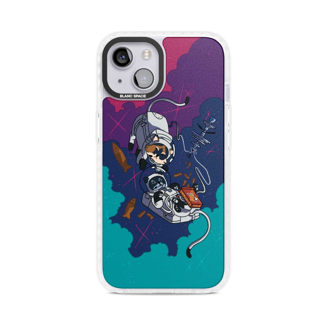 Cats In Space Phone Case iPhone 15 Plus / Magsafe Impact Case,iPhone 15 / Magsafe Impact Case Blanc Space