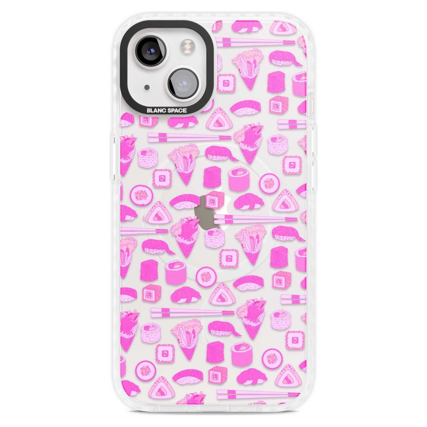 Bright Pink Sushi Pattern Phone Case iPhone 15 Plus / Magsafe Impact Case,iPhone 15 / Magsafe Impact Case Blanc Space