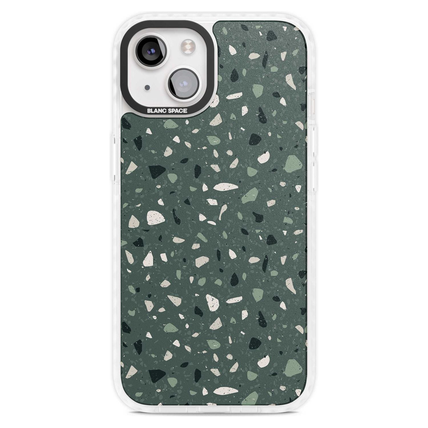 Green & Cream Terrazzo Pattern Phone Case iPhone 15 Plus / Magsafe Impact Case,iPhone 15 / Magsafe Impact Case Blanc Space