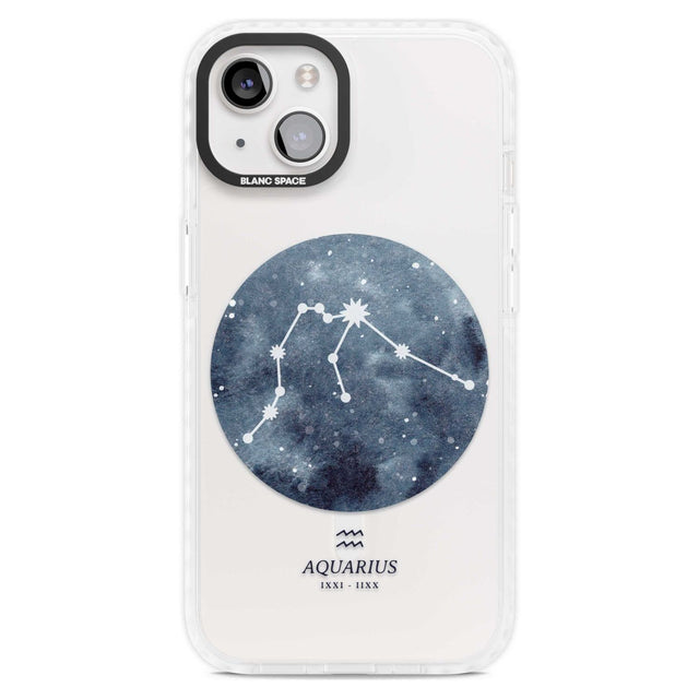 Aquarius Zodiac Transparent Design - Blue Phone Case iPhone 15 Plus / Magsafe Impact Case,iPhone 15 / Magsafe Impact Case Blanc Space