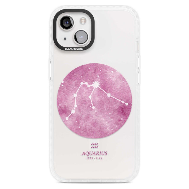 Aquarius Zodiac Transparent Design - Pink Phone Case iPhone 15 Plus / Magsafe Impact Case,iPhone 15 / Magsafe Impact Case Blanc Space