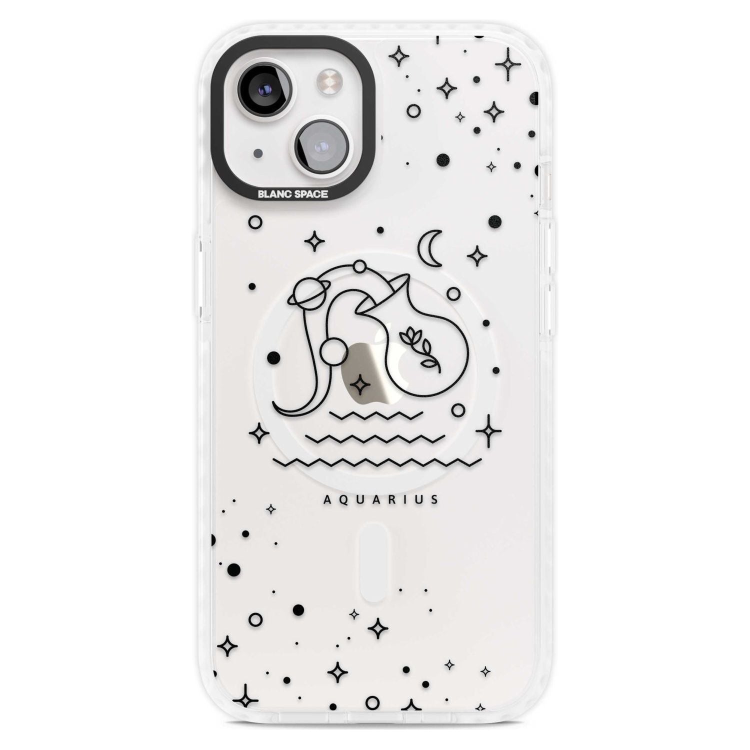 Aquarius Emblem - Transparent Design Phone Case iPhone 15 Plus / Magsafe Impact Case,iPhone 15 / Magsafe Impact Case Blanc Space
