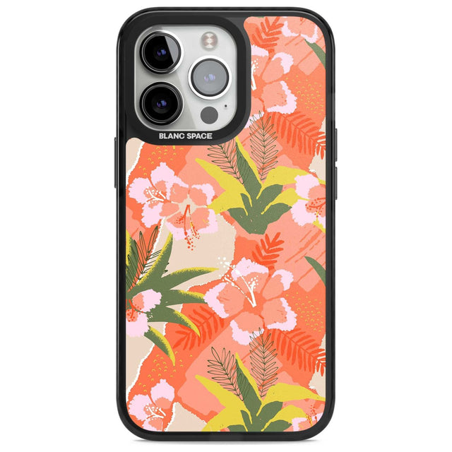 Hawaiian Flowers Abstract Pattern Phone Case iPhone 15 Pro Max / Magsafe Black Impact Case,iPhone 15 Pro / Magsafe Black Impact Case,iPhone 14 Pro Max / Magsafe Black Impact Case,iPhone 14 Pro / Magsafe Black Impact Case,iPhone 13 Pro / Magsafe Black Impact Case Blanc Space