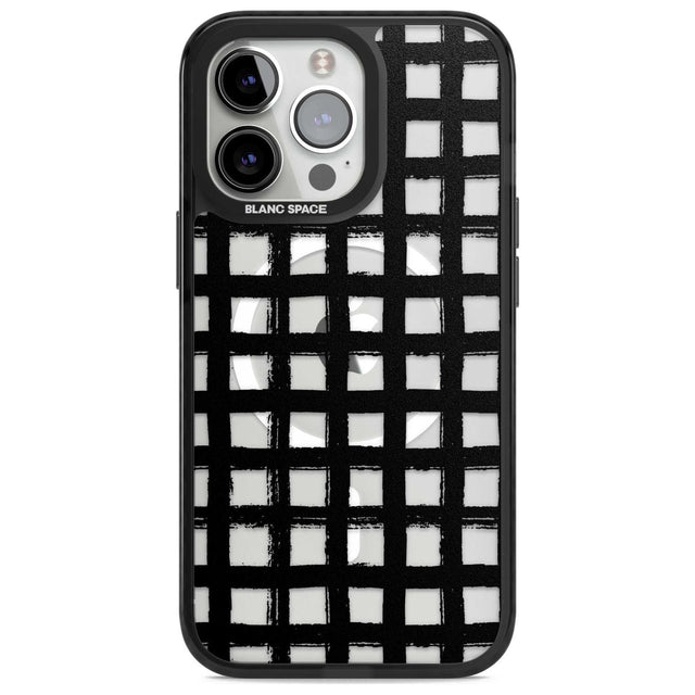 Messy Black Grid - Clear Phone Case iPhone 15 Pro Max / Magsafe Black Impact Case,iPhone 15 Pro / Magsafe Black Impact Case,iPhone 14 Pro Max / Magsafe Black Impact Case,iPhone 14 Pro / Magsafe Black Impact Case,iPhone 13 Pro / Magsafe Black Impact Case Blanc Space