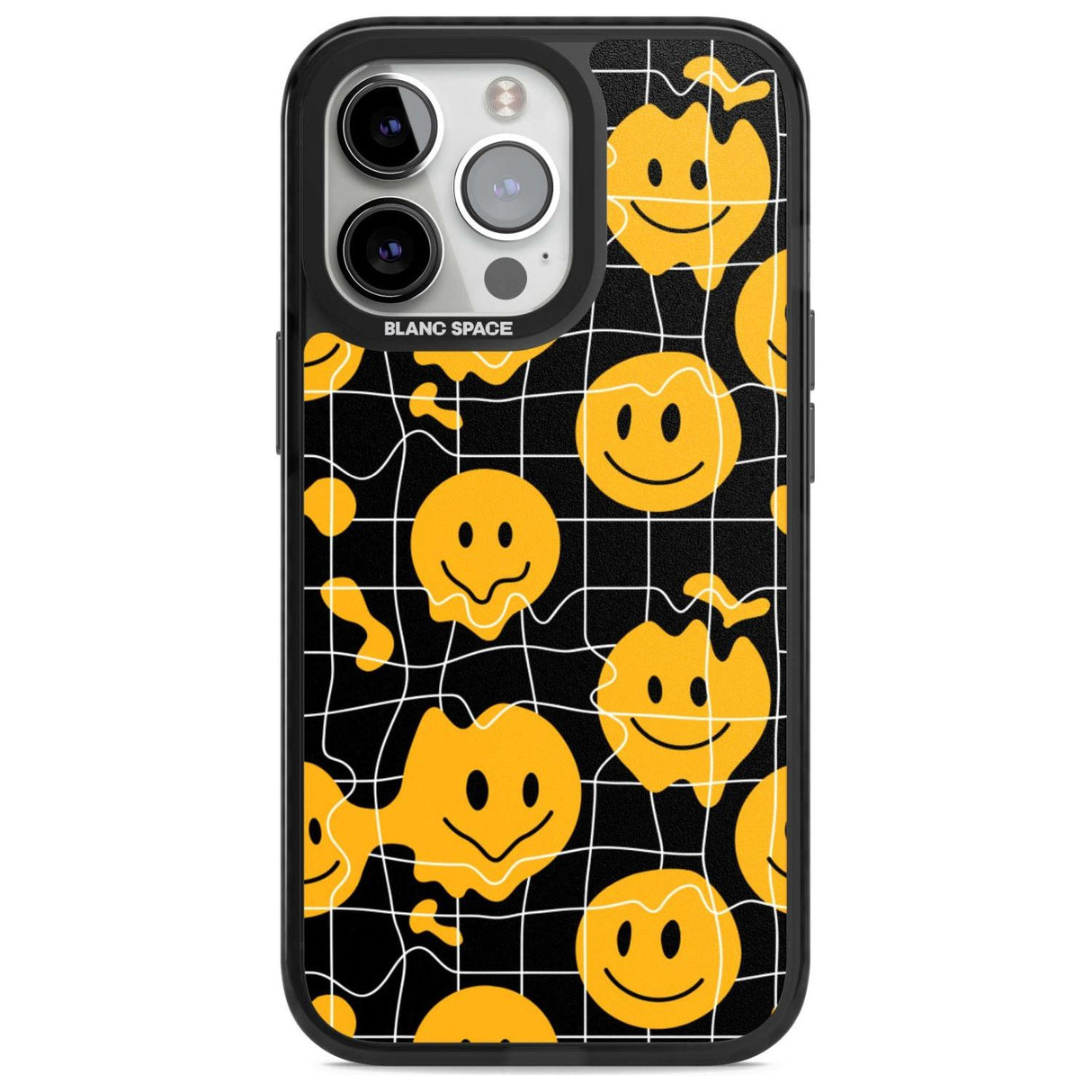 Acid Face Grid Pattern Phone Case iPhone 15 Pro Max / Magsafe Black Impact Case,iPhone 15 Pro / Magsafe Black Impact Case,iPhone 14 Pro Max / Magsafe Black Impact Case,iPhone 14 Pro / Magsafe Black Impact Case,iPhone 13 Pro / Magsafe Black Impact Case Blanc Space