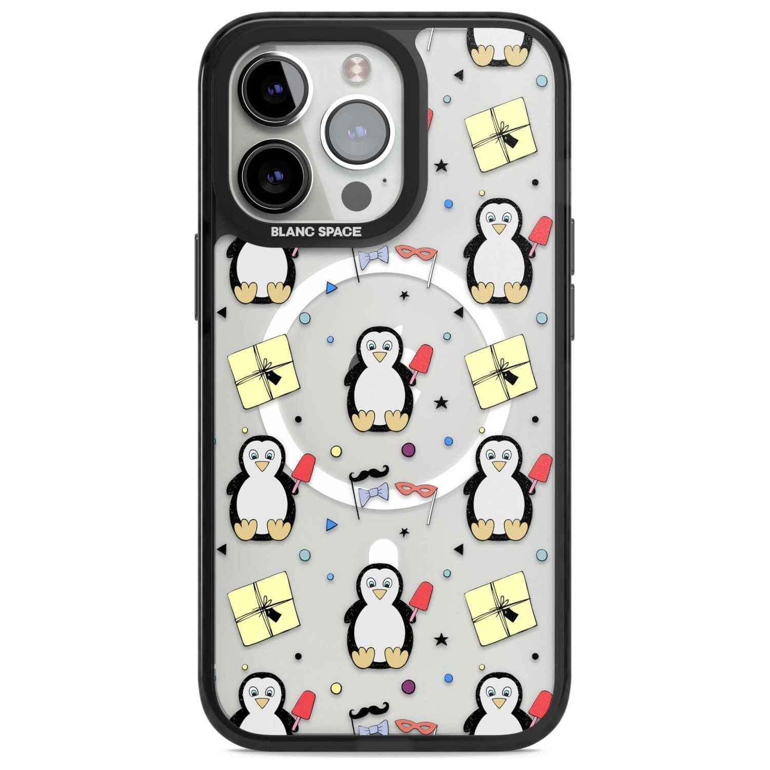 Cute Penguin Pattern Clear Phone Case iPhone 15 Pro / Magsafe Black Impact Case,iPhone 15 Pro Max / Magsafe Black Impact Case,iPhone 14 Pro Max / Magsafe Black Impact Case,iPhone 13 Pro / Magsafe Black Impact Case,iPhone 14 Pro / Magsafe Black Impact Case Blanc Space