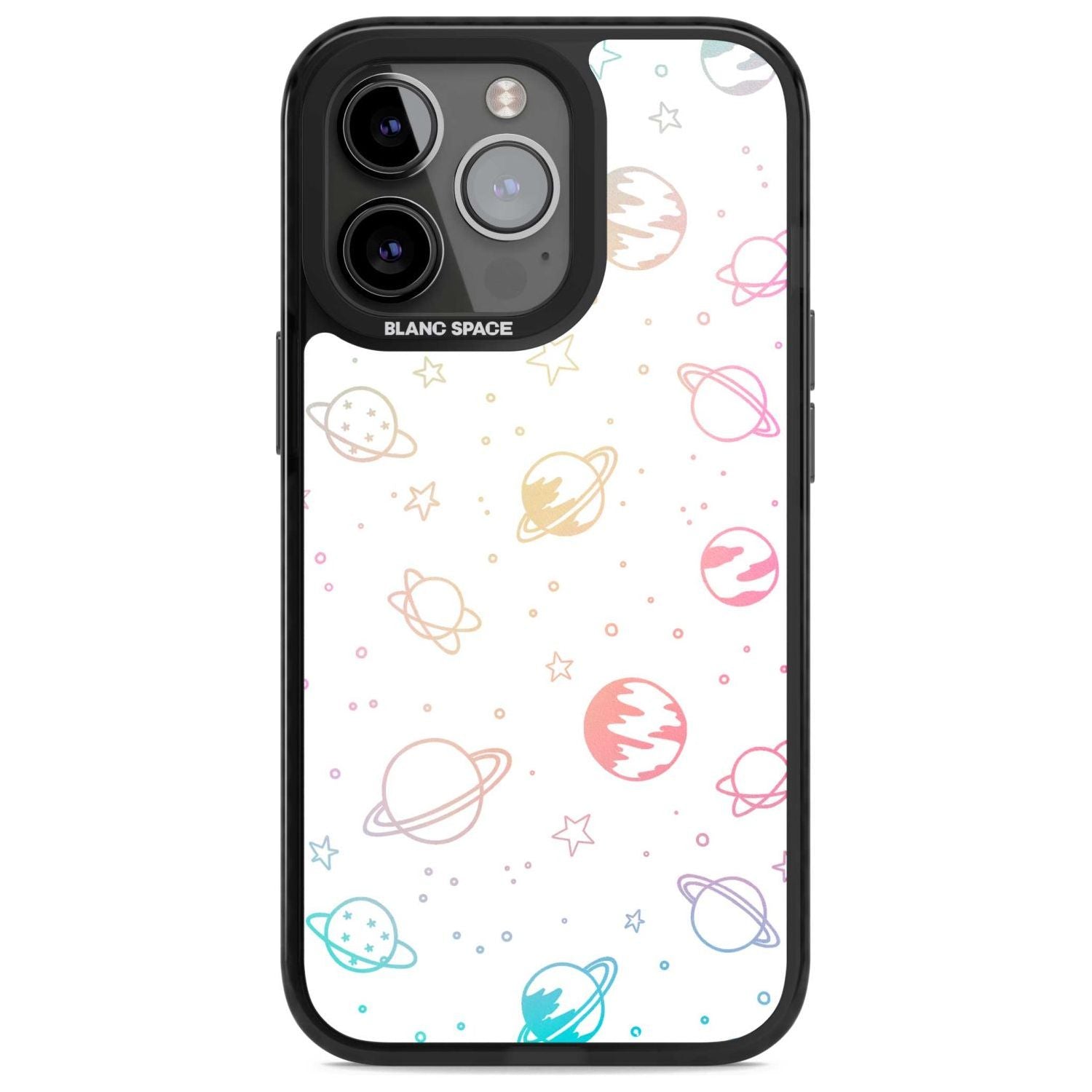 Cosmic Outer Space Design Pastels on White Phone Case iPhone 15 Pro Max / Magsafe Black Impact Case,iPhone 15 Pro / Magsafe Black Impact Case,iPhone 14 Pro Max / Magsafe Black Impact Case,iPhone 14 Pro / Magsafe Black Impact Case,iPhone 13 Pro / Magsafe Black Impact Case Blanc Space