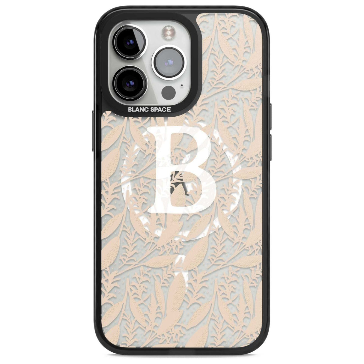 Personalised Subtle Monogram Abstract Floral Custom Phone Case iPhone 15 Pro Max / Magsafe Black Impact Case,iPhone 15 Pro / Magsafe Black Impact Case,iPhone 14 Pro Max / Magsafe Black Impact Case,iPhone 14 Pro / Magsafe Black Impact Case,iPhone 13 Pro / Magsafe Black Impact Case Blanc Space