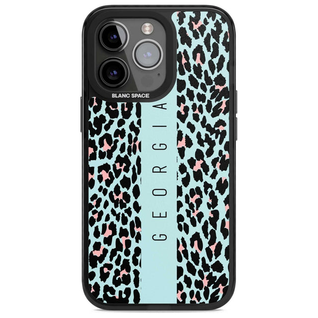 Personalised Blue Leopard Spots Custom Phone Case iPhone 15 Pro Max / Magsafe Black Impact Case,iPhone 15 Pro / Magsafe Black Impact Case,iPhone 14 Pro Max / Magsafe Black Impact Case,iPhone 14 Pro / Magsafe Black Impact Case,iPhone 13 Pro / Magsafe Black Impact Case Blanc Space