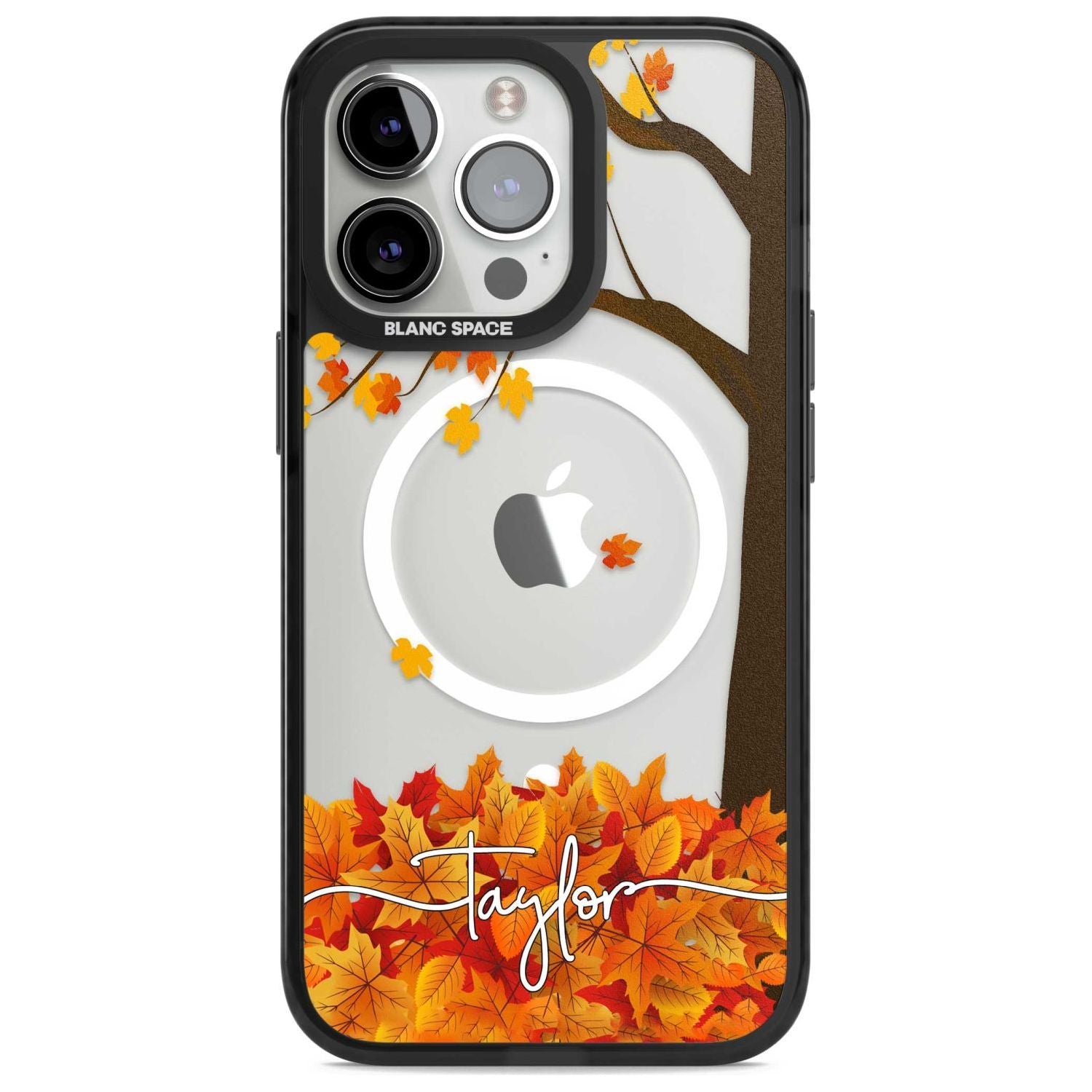 Personalised Autumn Leaves Custom Phone Case iPhone 15 Pro Max / Magsafe Black Impact Case,iPhone 15 Pro / Magsafe Black Impact Case,iPhone 14 Pro Max / Magsafe Black Impact Case,iPhone 14 Pro / Magsafe Black Impact Case,iPhone 13 Pro / Magsafe Black Impact Case Blanc Space
