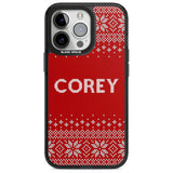 Personalised Red Christmas Knitted Jumper Custom Phone Case iPhone 15 Pro Max / Magsafe Black Impact Case,iPhone 15 Pro / Magsafe Black Impact Case,iPhone 14 Pro Max / Magsafe Black Impact Case,iPhone 14 Pro / Magsafe Black Impact Case,iPhone 13 Pro / Magsafe Black Impact Case Blanc Space