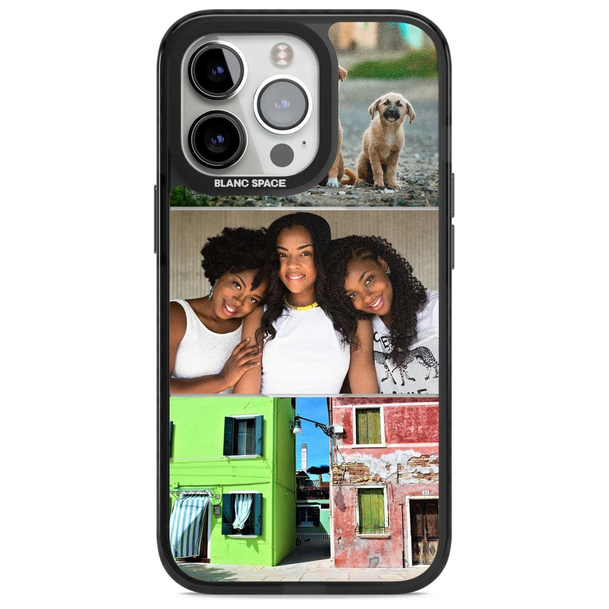 Personalised 3 Photo Grid Custom Phone Case iPhone 15 Pro Max / Magsafe Black Impact Case,iPhone 15 Pro / Magsafe Black Impact Case,iPhone 14 Pro Max / Magsafe Black Impact Case,iPhone 14 Pro / Magsafe Black Impact Case,iPhone 13 Pro / Magsafe Black Impact Case Blanc Space