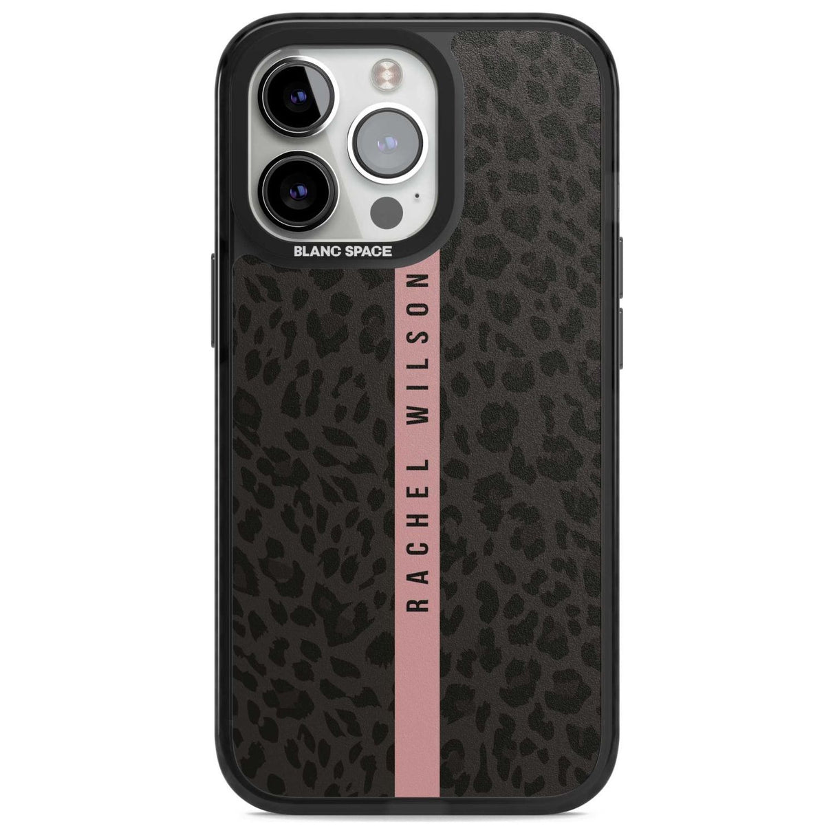 Personalised Pink Stripe Leopard Pattern Custom Phone Case iPhone 15 Pro Max / Magsafe Black Impact Case,iPhone 15 Pro / Magsafe Black Impact Case,iPhone 14 Pro Max / Magsafe Black Impact Case,iPhone 14 Pro / Magsafe Black Impact Case,iPhone 13 Pro / Magsafe Black Impact Case Blanc Space